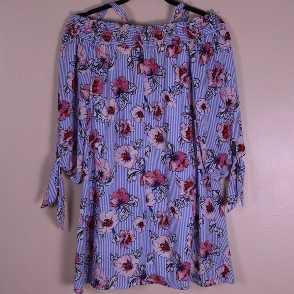 Women's As U Wish Blue Floral 3/4 Sleeve Lined Midi Dress - Size S - Picture 5 of 8